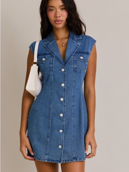 Anthropologie Dresses & Skirts - Anthropologie Le Lis Western 90’s Button Front Sleeveless Blue Denim Mini Dress